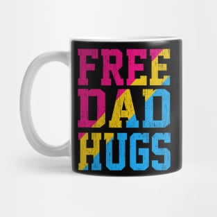 Rainbow pansexual LGBT Pride love Distressed Free Dad Hugs Mug
